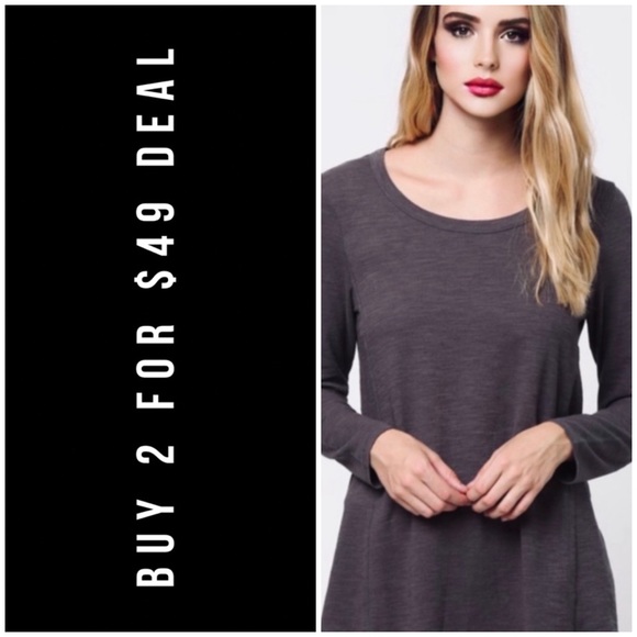 January Summer Tops - GRAY LONG SLEEVE TOP